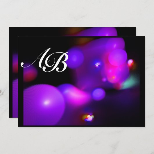 Invitation QUANTUME BULLE noire rose violet fuchsia (Devant / Derrière)