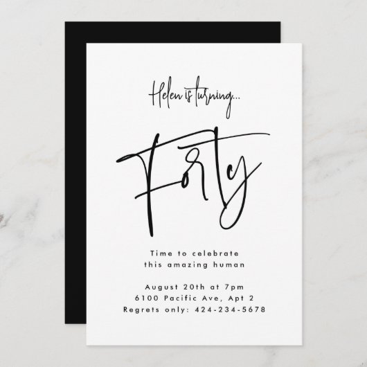 Invitation Quarante (Devant / Derrière)