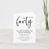 Invitation Quarante | 40e anniversaire noir et blanc moderne  (Devant)
