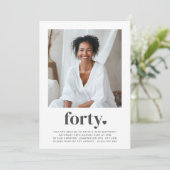 Invitation Quarante-40e Carré de coeur photo Anniversaire (Debout devant)