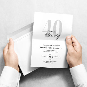 Invitation Quarante - 40e fête d'anniversaire Black & White C