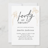 Invitation Quarante 40e Fleurs d'or Fête d'anniversaire moder (Devant)