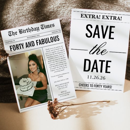 Invitation Quarante ans et fabuleux Photo 40e anniversaire