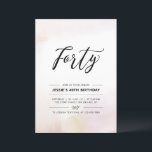 Invitation Quarante | Aquarelle minimale de 40e anniversaire<br><div class="desc">Célébrez votre journée spéciale avec cette simple invitation de fête de 40e anniversaire. Ce design est composé d'un script de lettrage "Quarty" avec un arrière - plan de texture de brosse d'aquarelle neutre et souple. D'autres invitations pour les anniversaires d'adultes et fournitures de fête sont disponibles dans ma boutique BaraBomDesign....</div>