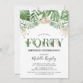 Invitation Quarante Aquarelle Tropicale Verdure 40e anniversa (Devant)
