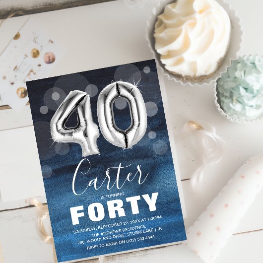 Invitation Quarante Bleus et Ballons d'argent 40e anniversair