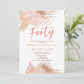Invitation Quarante Boho rose Floral 40e anniversaire fête (Debout devant)