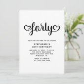 Invitation Quarante Coeurs mignons Script 40e anniversaire (Debout devant)