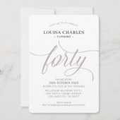 Invitation Quarante élégant anniversaire chic script moderne  (Devant)