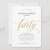 Invitation Quarante élégant anniversaire chic script or moder (Devant)