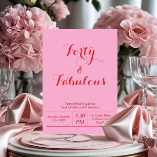 Invitation Quarante et Fabul rose et rouge 40e anniversaire I