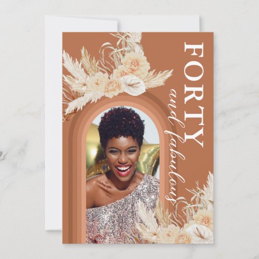 Invitation Quarante et fabuleux Burange Boho Anniversaire (Devant)