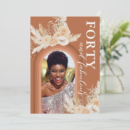 Invitation Quarante et fabuleux Burange Boho Anniversaire (Debout devant)