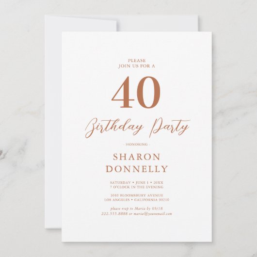 Invitation Quarante et fabuleux Burange Boho Anniversaire (Dos)