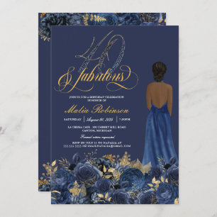 Invitation Quarante et fabuleux Elegant Sapphire Anniversaire