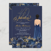 Invitation Quarante et fabuleux Elegant Sapphire Anniversaire (Devant / Derrière)