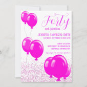 Invitation Quarante et fabuleux fête d'anniversaire Neon rose (Devant)