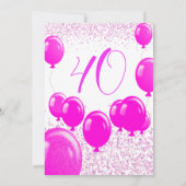 Invitation Quarante et fabuleux fête d'anniversaire Neon rose (Dos)