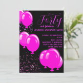Invitation Quarante et fabuleux fête d'anniversaire Neon rose (Debout devant)