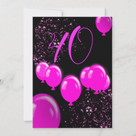 Invitation Quarante et fabuleux fête d'anniversaire Neon rose (Dos)