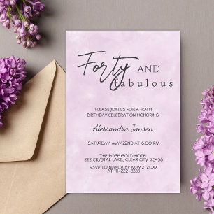 Invitation Quarante et fabuleux lumière violet 40e anniversai