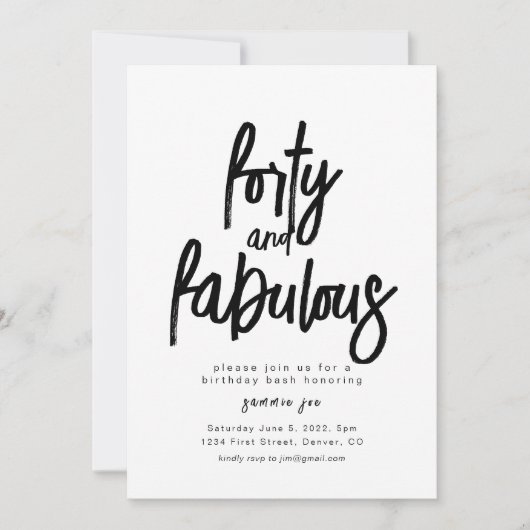 Invitation Quarante et fabuleux Modèle d'invitation d'anniver (Devant)