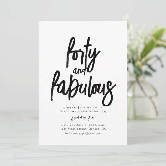 Invitation Quarante et fabuleux Modèle d'invitation d'anniver (Debout devant)