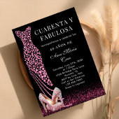 Invitation Quarante et fabuleux Pink Glam espagnol 40e annive
