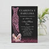 Invitation Quarante et fabuleux Pink Glam espagnol 40e annive (Debout devant)