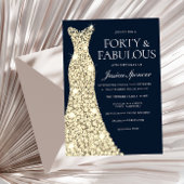 Invitation Quarante et fabuleux ! ! Robe d'or Gown 40e annive