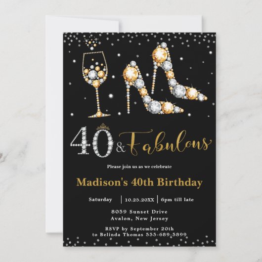 Invitation Quarante et fabuleux talon haut bulle 40e annivers (Devant)