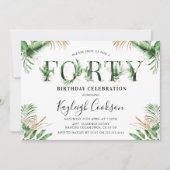 Invitation Quarante été de verdure tropicale 40e fête d'anniv (Devant)