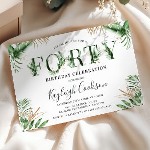 Invitation Quarante été de verdure tropicale 40e fête d'anniv