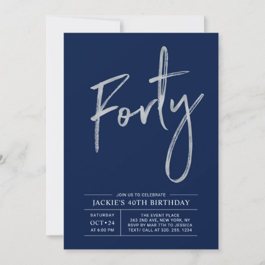 Invitation Quarante | Fête d'anniversaire moderne 40 ans Arge (Devant)