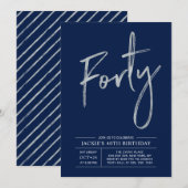 Invitation Quarante | Fête d'anniversaire moderne 40 ans Arge (Devant / Derrière)