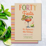 Invitation Quarante Fiesta colorée Margarita 40e anniversaire<br><div class="desc">Un modèle amusant et coloré pour la fête du 40e anniversaire pour les femmes avec un thème de fête, avec une aquarelle peinte d'un verre de margarita avec un petit sombrero dessus. Un design heureux pour un invitation de 40ème anniversaire pour une femme à son quarantième anniversaire célébrant avec un...</div>