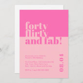 Invitation Quarante, Flirty & Fab rose 40e anniversaire Invit (Devant / Derrière)