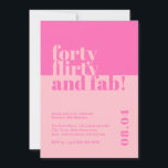 Invitation Quarante, Flirty & Fab rose 40e anniversaire Invit<br><div class="desc">Faites de votre fête du 40e anniversaire une aventure inoubliable avec notre Invitation d'anniversaire rose "Forty, Flirty and Fab" ! Cette invitation audacieuse et élégante saisit parfaitement l'esprit de la quarantaine avec son thème rose vif et sa typographie moderne. Notre design d'invitation est un charmant mélange d'élégance et d'humour, ce...</div>