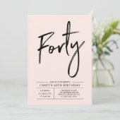 Invitation Quarante | Modern Pink 40th Birthday Party (Debout devant)