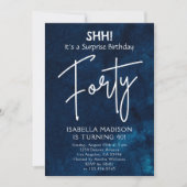Invitation Quarante | Navy Blue 40th Birthday Surprise Party (Devant)