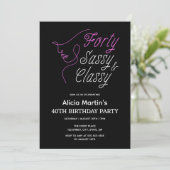 Invitation Quarante Sassy & Classy Rose Noir 40e anniversaire (Debout devant)