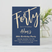 Invitation Quarante Script moderne 40e fête d'anniversaire Ph (Debout devant)