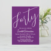 Invitation Quarante Script moderne Automne Purple 40e anniver (Debout devant)