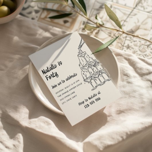 Invitation Quarante tour de Champagne illustrée 40e anniversa