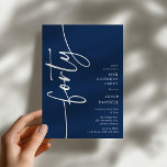 Invitation Quarantième anniversaire de Script Forty<br><div class="desc">Célébrez votre anniversaire de 40 ans dans le style avec notre 'Invitation d'anniversaire 40 ans élégante Script'. Cette invitation dégage de la sophistication avec sa typographie élégante, montrant le mot 'quarante' qui court sur le côté. De plus, notre modèle facile à personnaliser vous permet d'ajouter vos propres détails d'événement sans...</div>