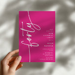 Invitation Quarantième anniversaire de Script Forty<br><div class="desc">Célébrez votre anniversaire de 40 ans dans le style avec notre 'Invitation d'anniversaire 40 ans élégante Script'. Cette invitation dégage de la sophistication avec sa typographie élégante, montrant le mot 'quarante' qui court sur le côté. De plus, notre modèle facile à personnaliser vous permet d'ajouter vos propres détails d'événement sans...</div>