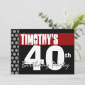 Invitation quarantième Anniversaire moderne pour lui noir (Debout devant)