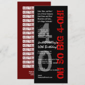 Invitation quarantième Anniversaire oh 4 oh W1482 grands (Devant / Derrière)