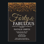 Invitation quarantième Anniversaire quarante et parties<br><div class="desc">quarantième Invitation d'anniversaire. Quarante et fabuleux. Noir et or. Parties scintillantes d'or. Fête d'anniversaire adulte. Pour les hommes ou des femmes. Pour davantage de personnalisation,  cliquez sur svp la "personnaliser il" bouton et utilisez notre outil de conception pour modifier ce modèle.</div>