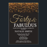 Invitation quarantième Anniversaire quarante et parties<br><div class="desc">quarantième Invitation d'anniversaire. Quarante et fabuleux. Noir et or. Parties scintillantes d'or. Fête d'anniversaire adulte. Pour les hommes ou des femmes. Pour davantage de personnalisation,  cliquez sur svp la "personnaliser il" bouton et utilisez notre outil de conception pour modifier ce modèle.</div>